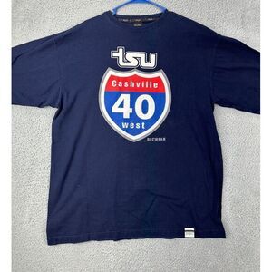 Sean John‎ T-Shirt Adult XL Navy Blue Cashville 40 West  Long Sleeve Tee Mens
